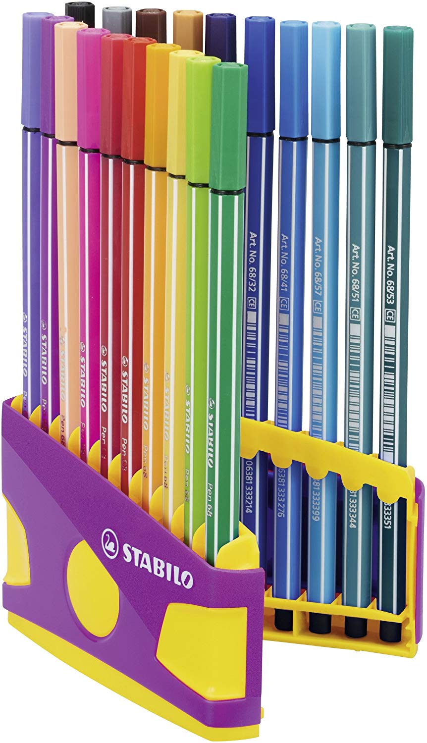 STABILO Premium Felt Tip Pen Pen 68 ColorParade 20 assorted colours, lilac, 20 count (Pack of 1) - Image 2