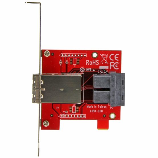 StarTech Mini-SAS Adapter - Dual SFF-8643 to SFF-8644 - with Full and Low-Profile Brackets - 12Gbps (SFF86448PLT2), Red - Image 2