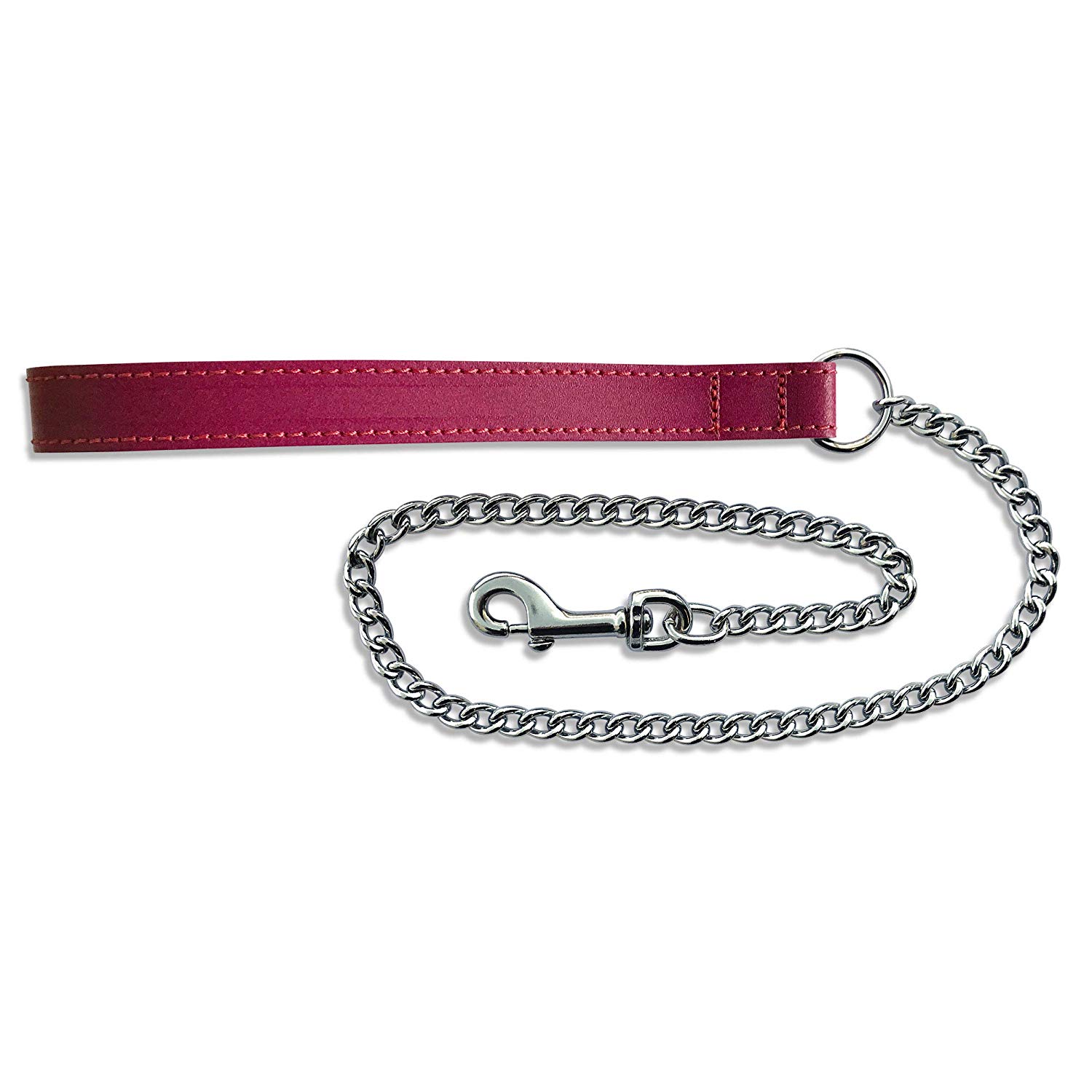 BBD PET PRODUCTS Medium Leather Chain Lead, 30-Inch, Boysenberry