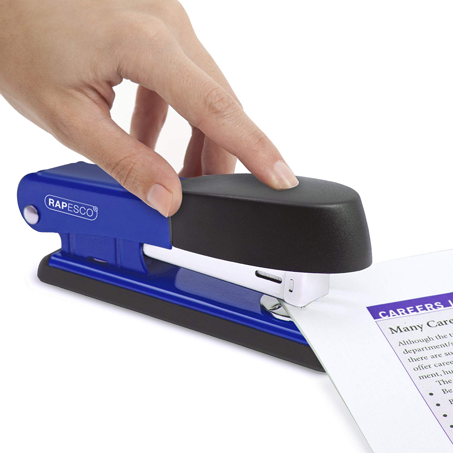 Rapesco R53500L2 Bowfin Half-Strip Stapler, 25-Sheet Capacity, Blue - Image 2