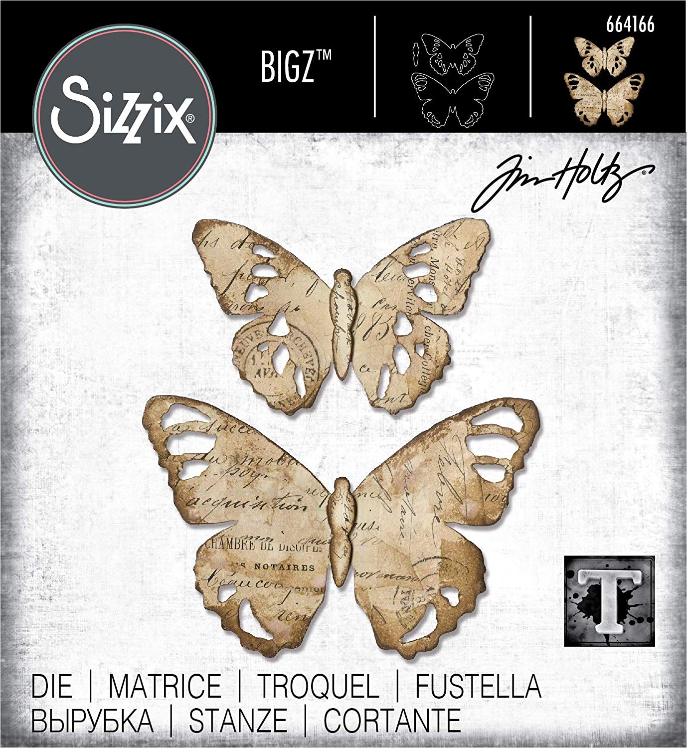 Sizzix Bigz Die 664166, Tattered Butterfly by Tim Holtz, Multi Colour ...