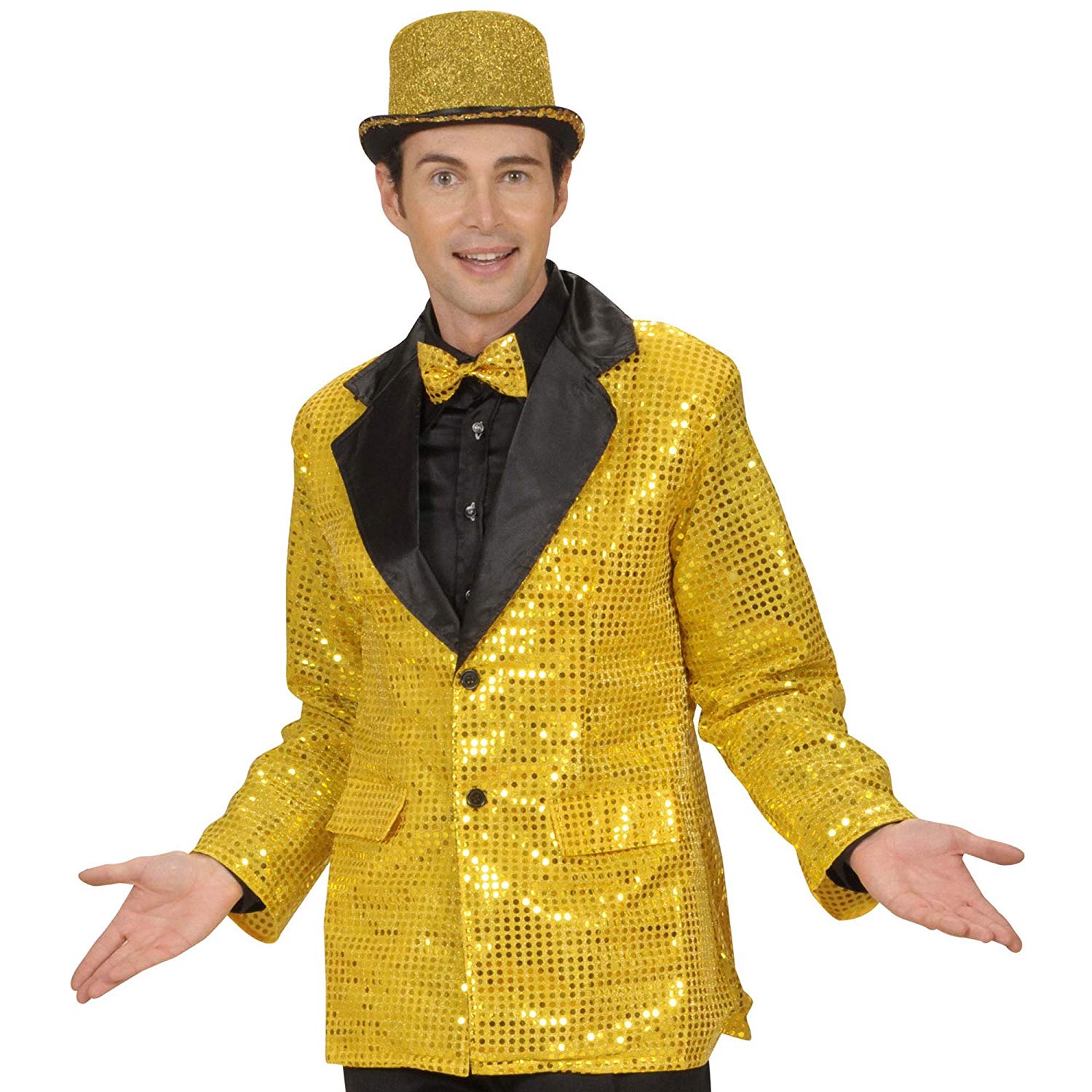 Sequin Jacket withSatin Collar - Gold Accessory for Fancy Dress, M-L - Image 3