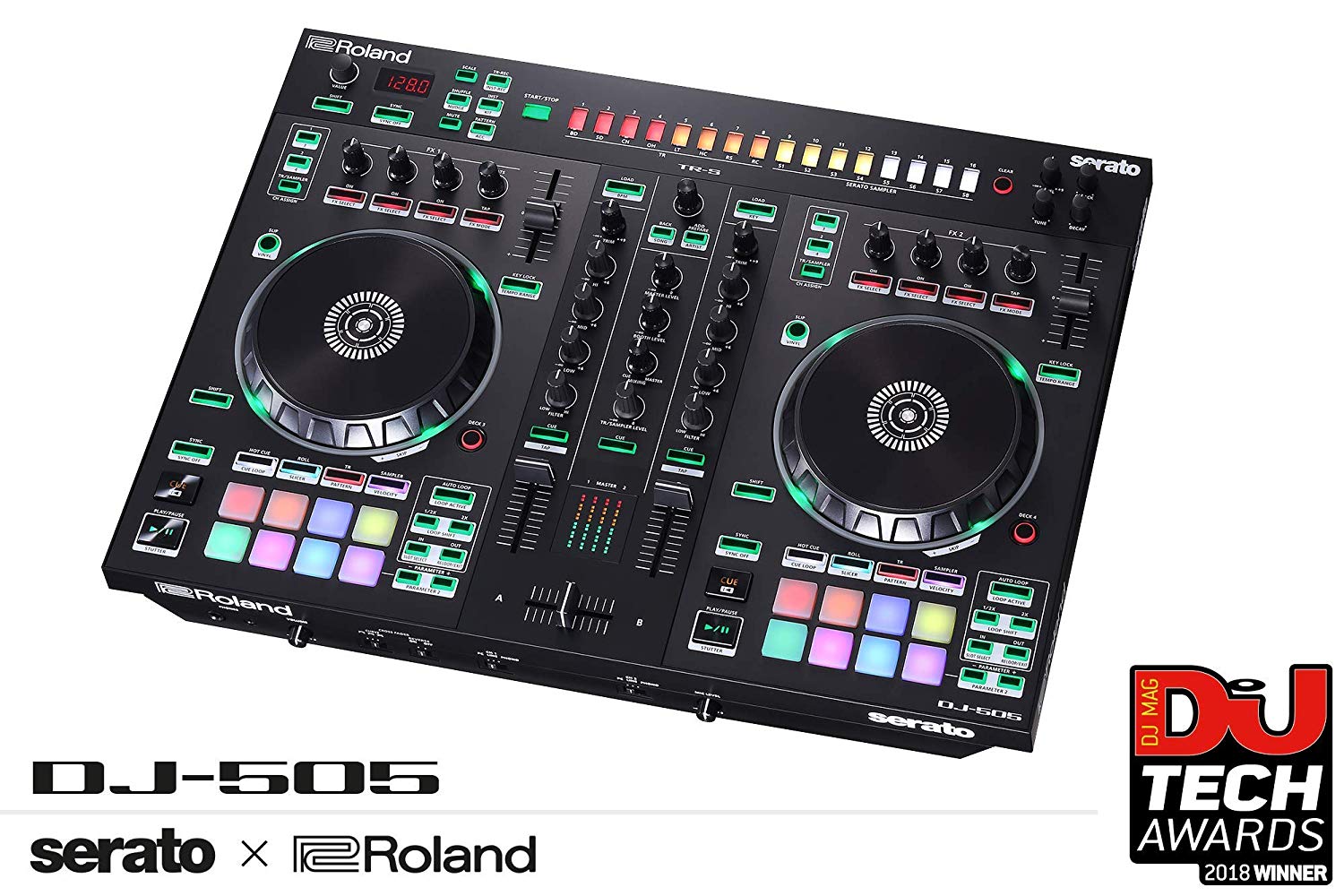 Roland DJ-505 Dj Controller, Two Channels And Deck Select for Up To Four Decks - High-End Dj Controller, Compact Package