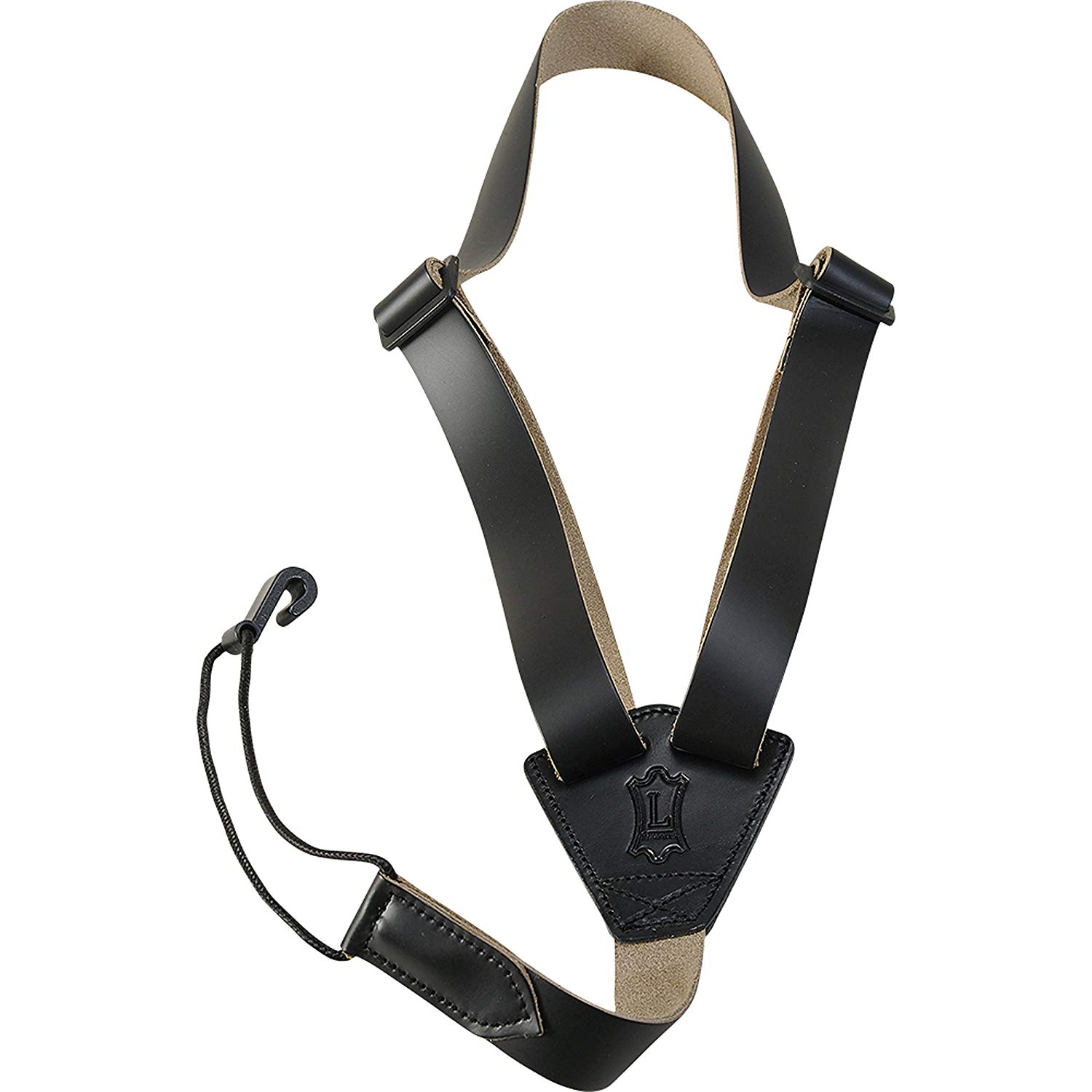 Levy's M20L-BLK 2 inch Leather Strap for Classical Guitar - Black, Small Medium Large X-Large 2X-Large