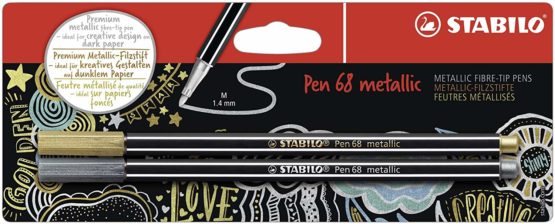 Metallic Premium Felt Tip Pen - STABILO Pen 68 Metallic Gold/Silver