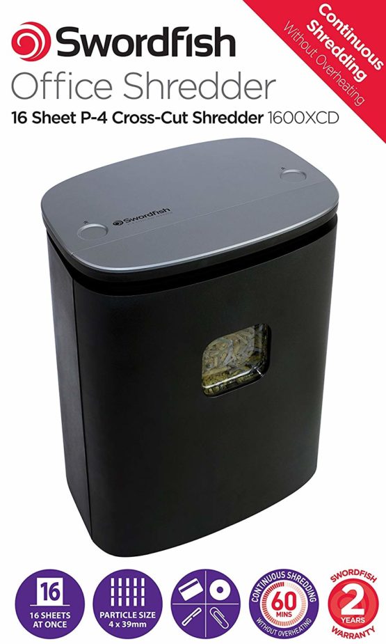 Swordfish 1600XCD Continuous Shredding 16 Sheet P-4 Cross Cut Paper/Document Shredder [40244] - Image 2