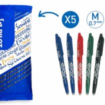 Pilot Frixion Erasable Rollerball 0.7mm Tip - 2 Blue/1 Red/1 Green/1 Black (Pack of 5)