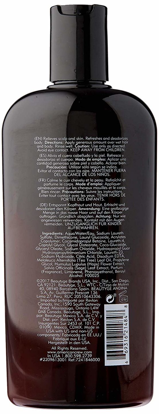 American Crew 3-in-1 Shampoo/Conditioner and Body Wash, Tea Tree, 450 millilitre - Image 2