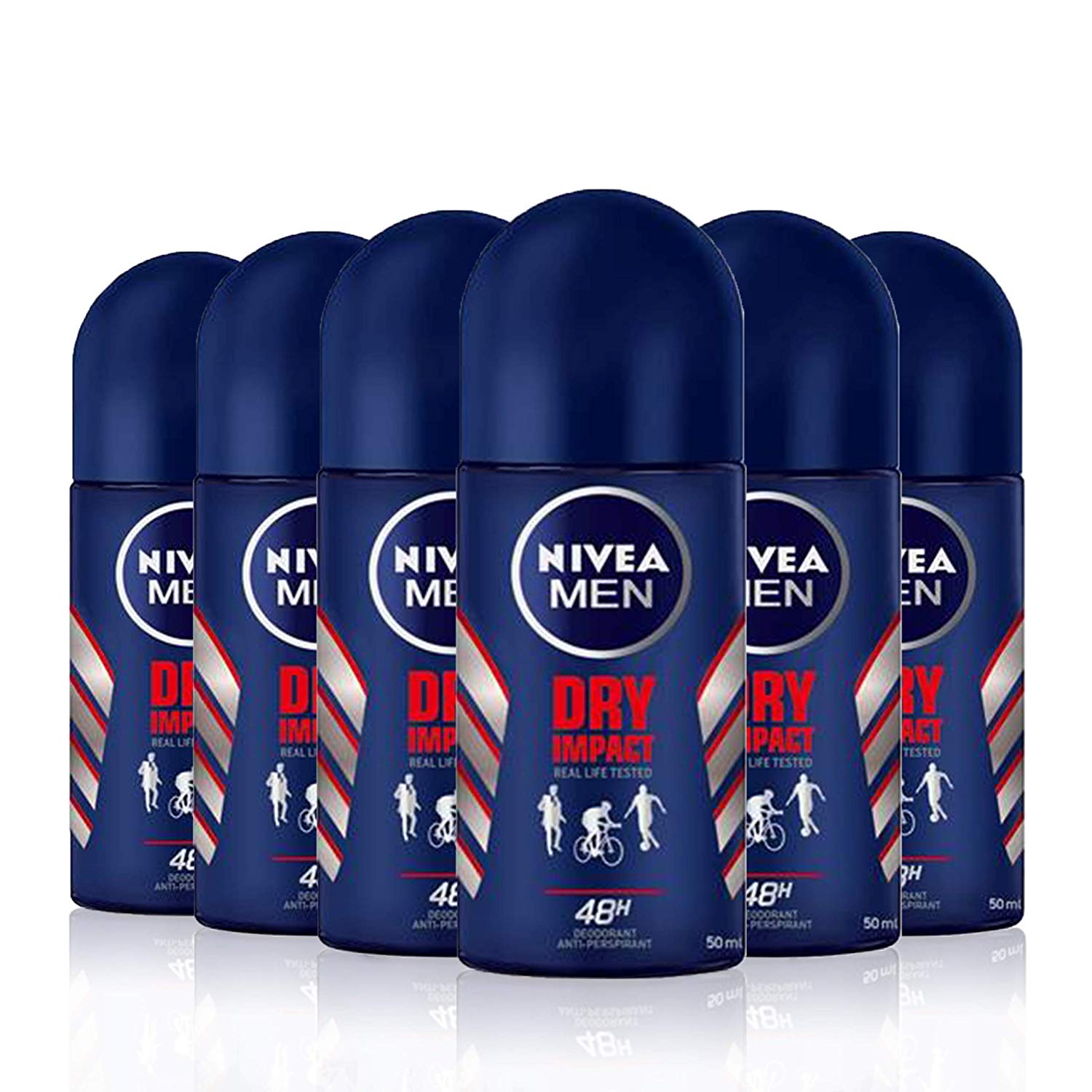 Nivea Men Nivea Men Roll-on Dry Impact Men - 50 ml - 6 pack, 50 ml (Pack of 6)