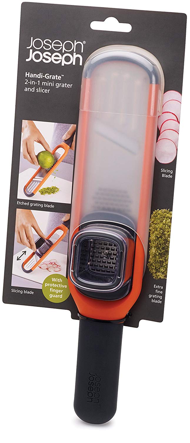 Joseph Joseph Handi-Grate 2-in-1 Mini Grater and Slicer, Razor sharp Stainless steel blades for grating and slicing - Orange, 24 - Image 3