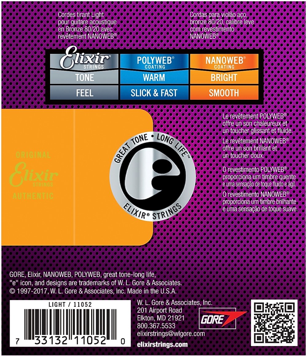 Elixir 11052 Strings 80/20 Bronze Acoustic Guitar Strings w NANOWEB Coating, Light (.012-.053), 1 Pack, Light (12-53) - Image 2
