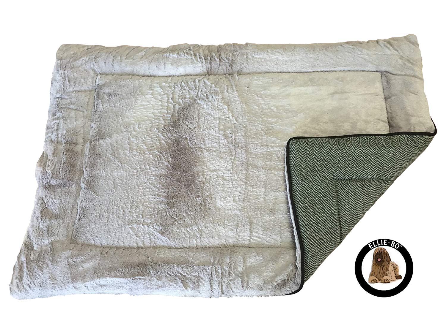 Ellie-Bo Large Reversible Tweed and Grey Faux Fur Mat for 36-inch Dog Cage, 87 x 57 x 3 cm (L x W x H) - Image 3