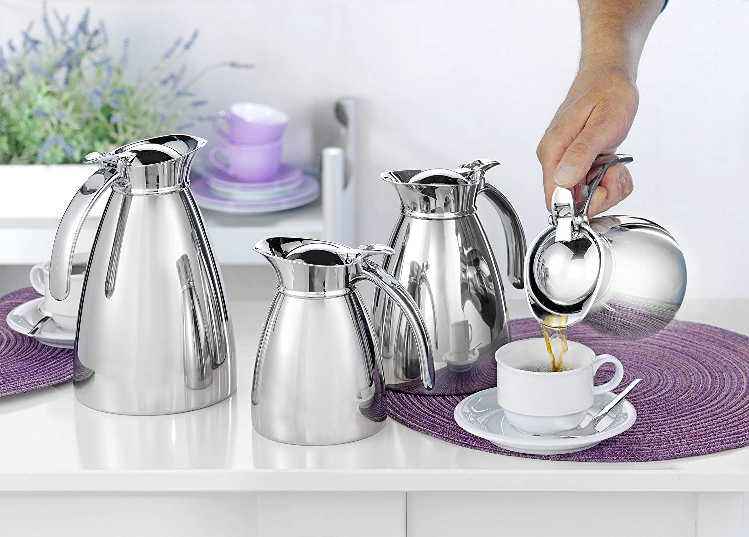 Esmeyer 077 Insulated Flask 1 L Empire 18/8 Stainless Steel, Double Walled, Unbreakable, Dishwasher Safe Stainless Steel, Silver - Image 4