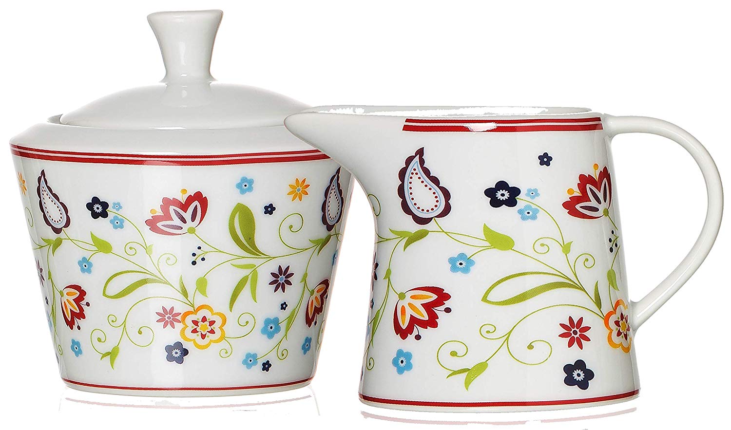 Ritzenhoff & Breker Doppio Shanti 044997 2-Piece Sugar Bowl and Milk Jug Set, Tea Accessories, Porcelain, Floral