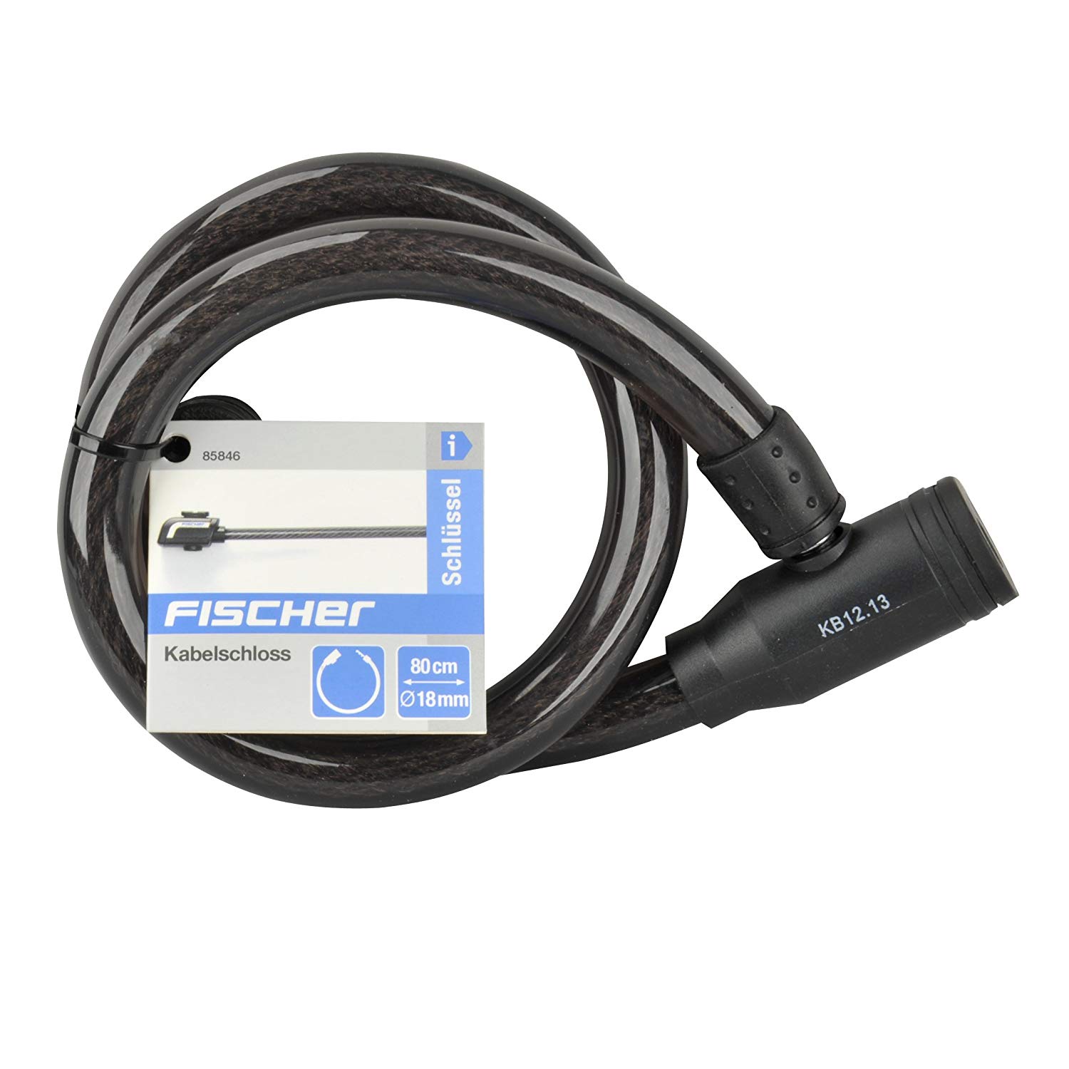 Fischer Cable Lock Diameter 12 mm, Black, 180, 85848, Black - Black - Image 2