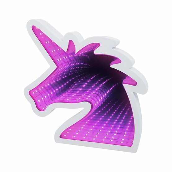 Global Gizmos Unicorn Infinity Mirror Light - Decorative Mood Tunnel Light with Purple/Pink LED's - Image 3