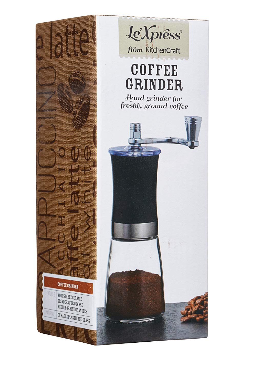 KitchenCraft Le'Xpress Adjustable Manual Coffee Grinder, 8 x 18 cm (3" x 7"), Black - Image 2