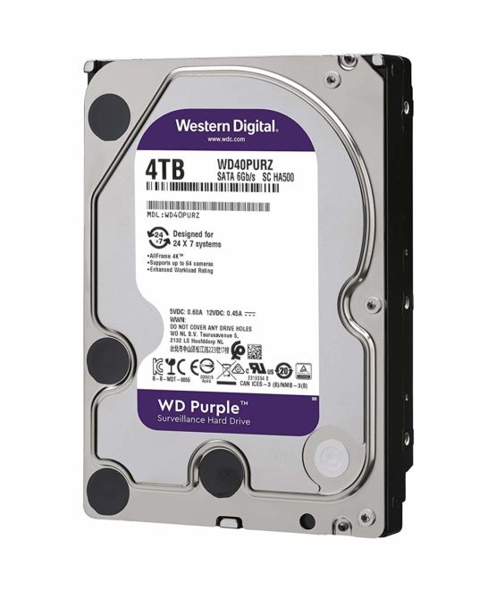 Western Digital Purple 4TB Surveillance 3.5 Inch SATA 6 Gb/s Hard Disk Drive with Allframe 4K Technology - 180TB/yr, 64MB Cache, 5400rpm - WD40PURZ - Image 2