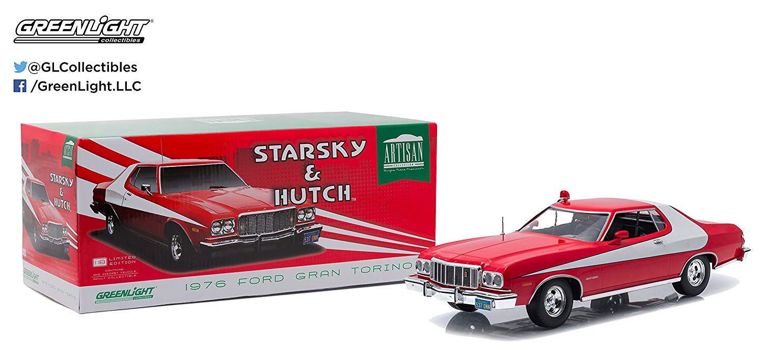 Greenlight Collectibles - 19017 Ford Gran Torino Starsky And Hutch 1976 - 1: 18 Scale - Red/White, Mulitcolor, Small - Image 3