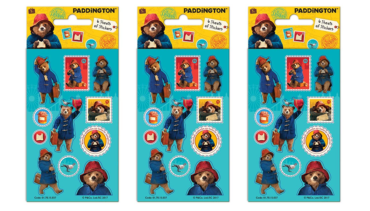 Paper Projects Paddington Movie Party Bag Stickers Bundle (18 Sheets), Blue, 12.5cm x 7.5cm