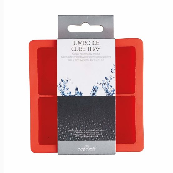 BarCraft Bar Craft Silicone Slow Melt Jumbo Ice Cube Tray, Red - Image 2