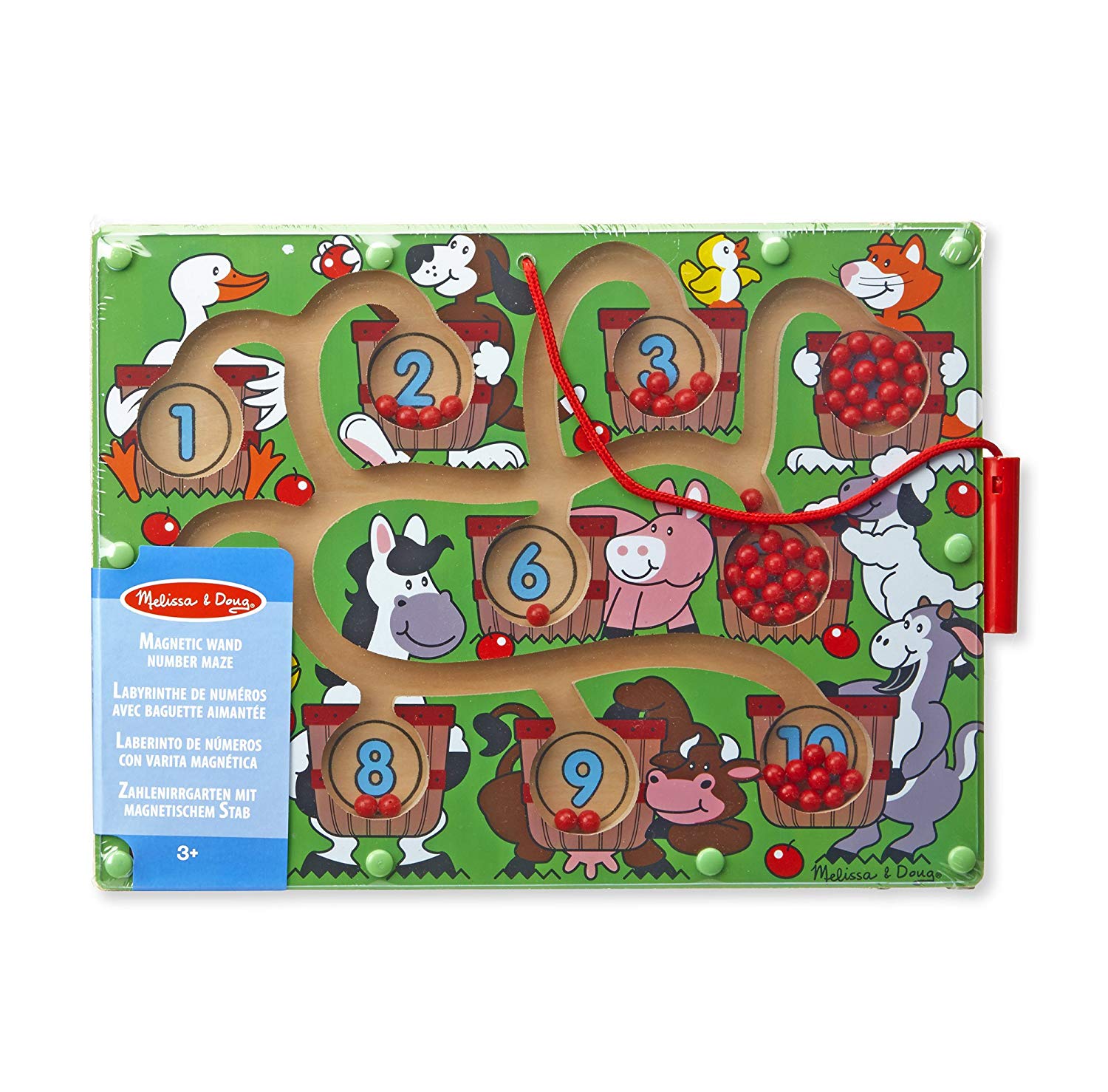 Melissa & Doug Magnetic Wand Number Maze (Developmental Toys, Wooden Activity Cube, Develops Multiple Skills) - Image 3