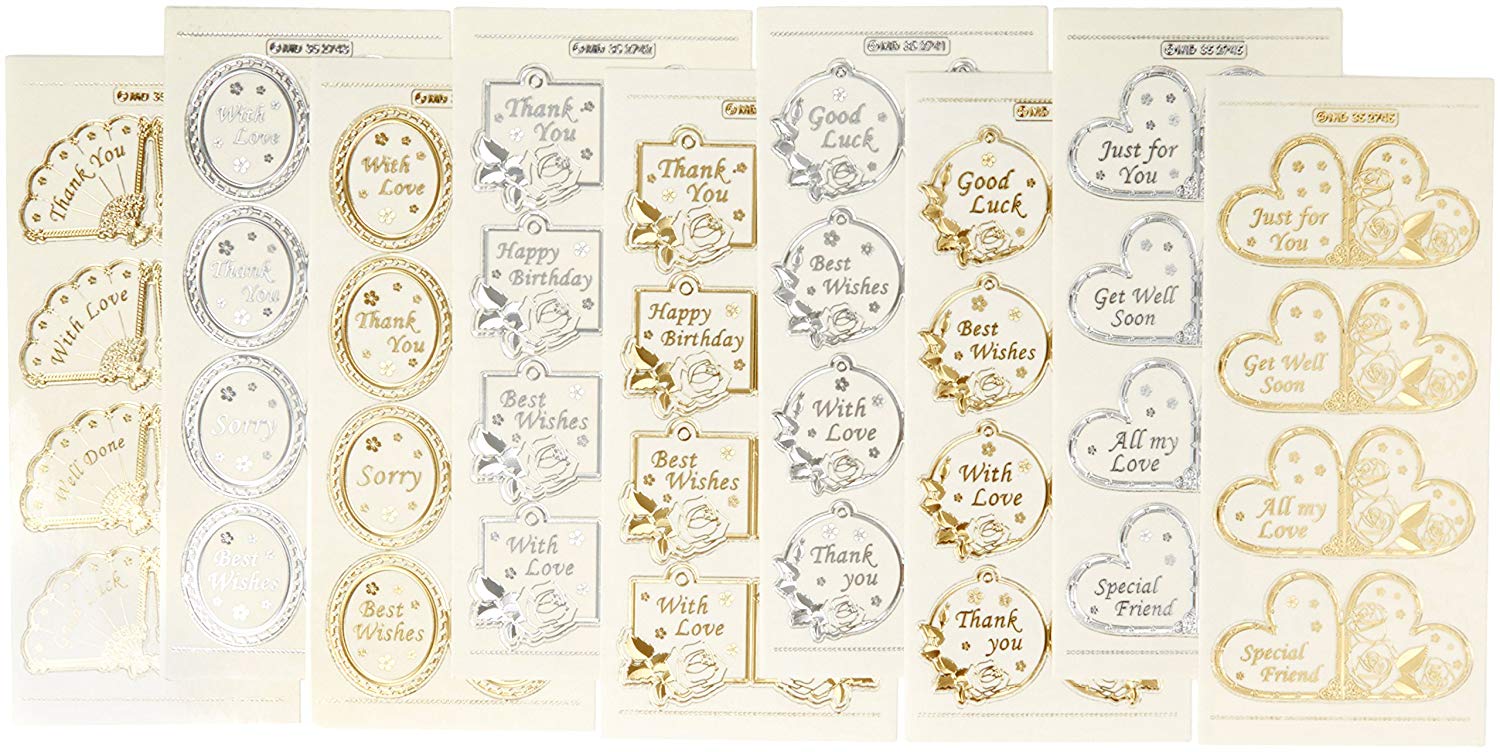 Creative Products CPD_3001 Text Lables Double Embossed Craft Stickers, Stickers, Silver/Gold, 23 x 10 x 1 cm