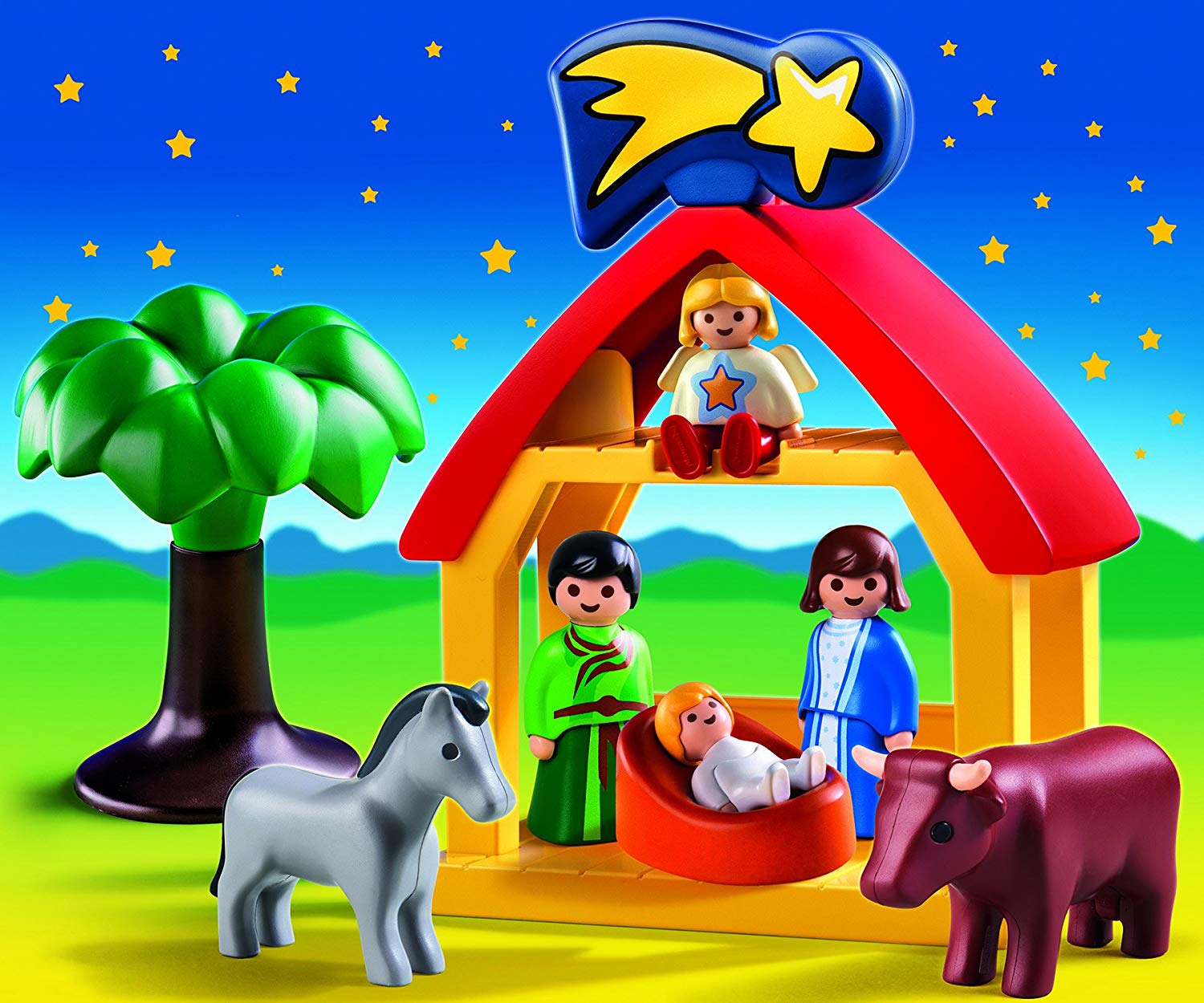 Playmobil 1.2.3 Playset Manger, Animals, Mary, Joseph, Angel Gabriel, Jesus, Suitable for Ages 4+, Multicolor - Image 2
