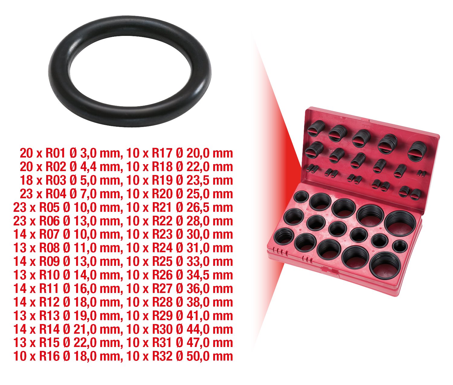 KS Tools 970.0130 O-Rings Assortment, Rosa - Image 2