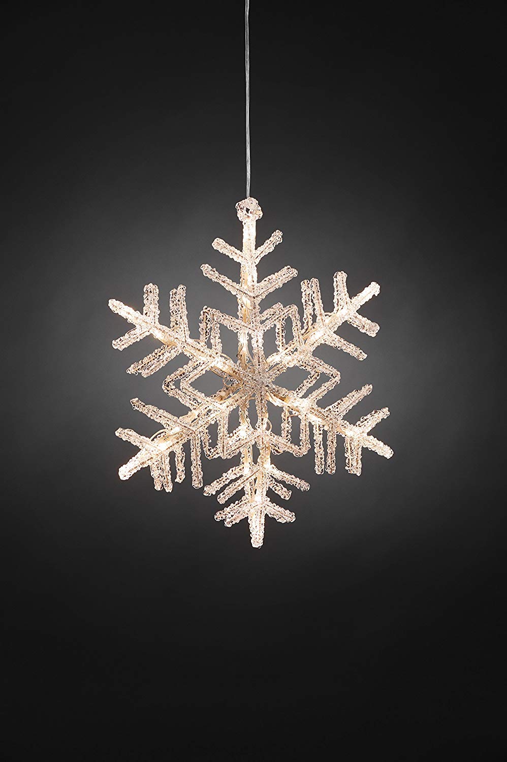 Konstsmide 4446-103 LED Snowflake Hanging Silhouette/For Indoors (IP44) / 36 Warm White Diodes/Transparent Cable - Image 2