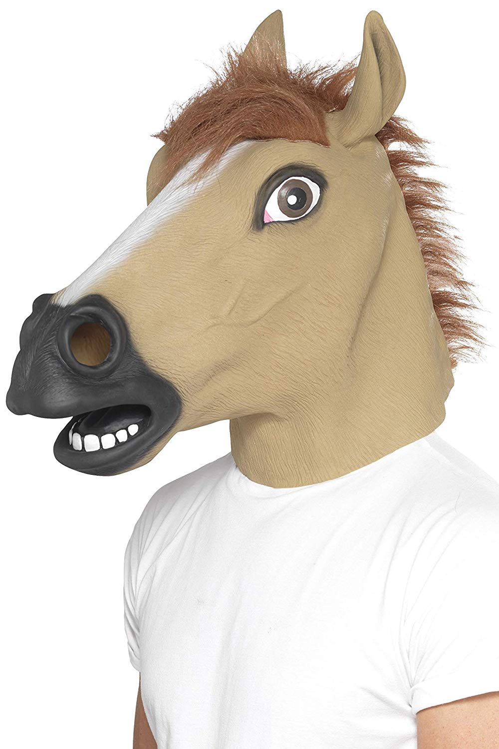 Smiffys Horse Mask, Brown Full Overhead, Latex, with Fur, Party Animals Fancy Dress, Animal Dress Up Masks