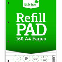 Silvine 160 Page A4 Refill Pad, Head Bound and Punched 4 Holes. Ruled Narrow Feint. Ref A4RPNF [Pack of 6]