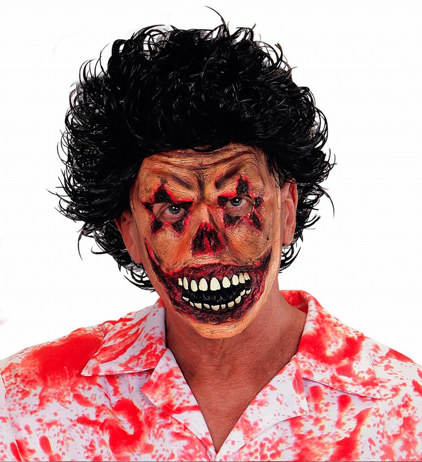Widmann 00835 Half-Face Mask of Clown''Horror (in One Size), Multi-coloured