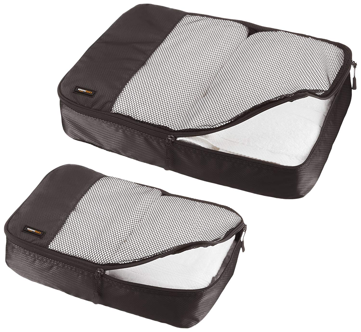 Amazon Essentials 4-Piece Packing Cubes Travel Accessories Set, Luggage Organiser with Double Zip, Mesh Top, 100% Polyester - Image 3