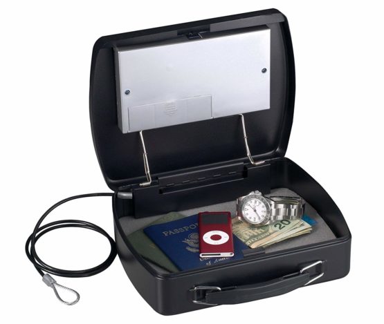 Master Lock P008EML Compact Portable Safe (Combination with Cable), Black/Grey - Image 3
