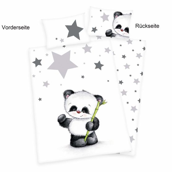 Herding Jana Panda Baby Bed Linen, Flannel, Cotton, Multi-Colour, 135 x 100 x 0.2 cm - Image 2