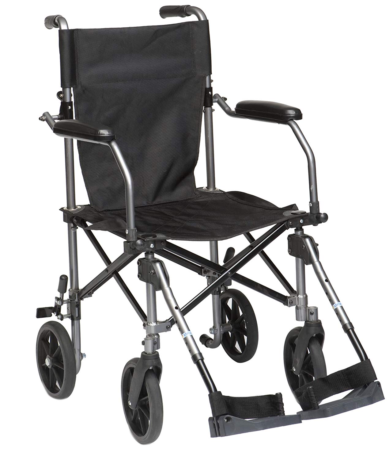 Drive Devilbiss TraveLite Lightweight Aluminium Folding Transport Chair in a Bag, Black/White, 1 Stück (1er Pack)