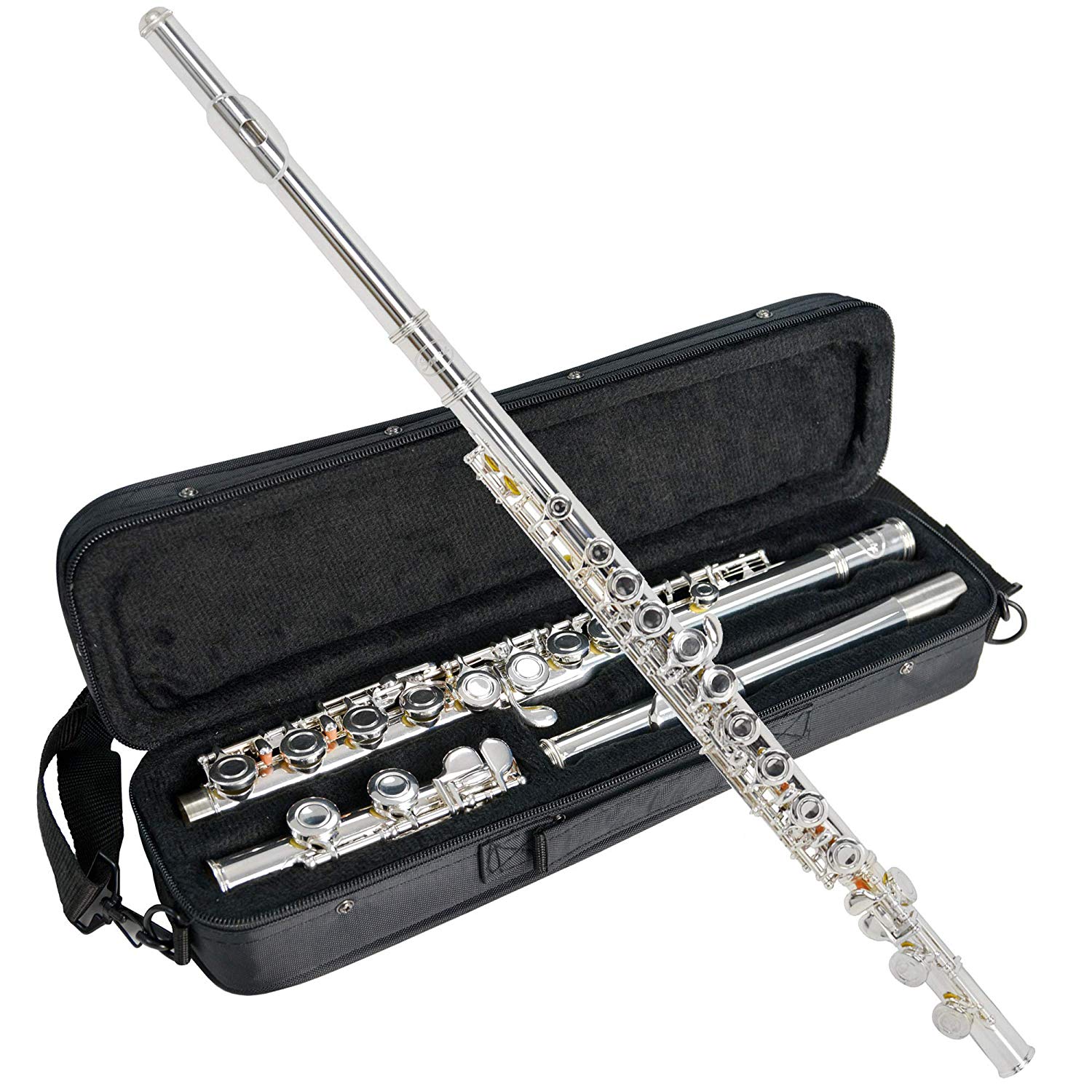 Montreux Student Flute for Beginners with Lightweight Protective Carry Case - Silver Plated, Offset G, Split E Mechanism, C Foot