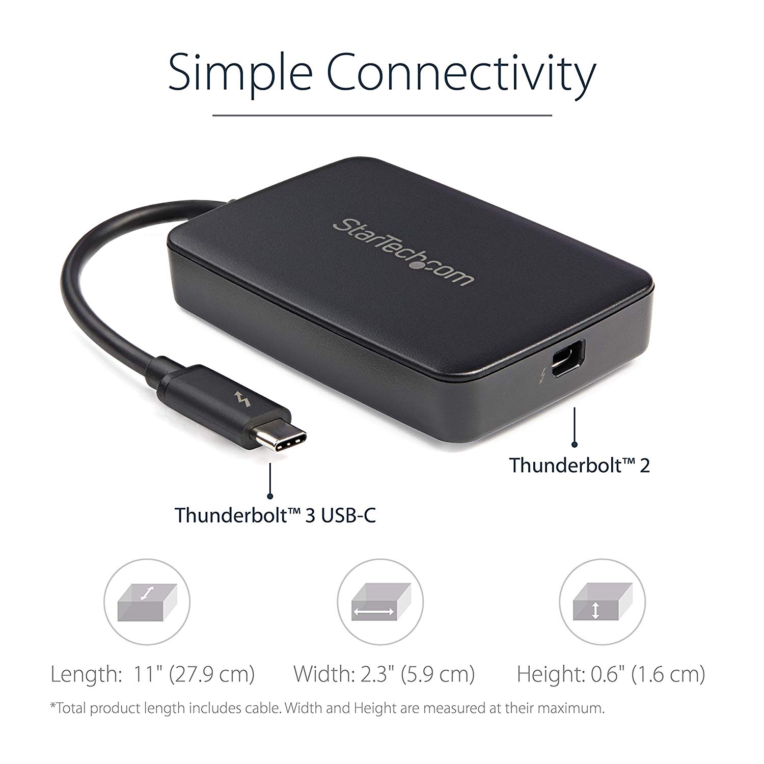 StarTech.com TBT3TBTADAP Thunderbolt 3 to Thunderbolt Adapter - Windows and Mac, Black - Image 3