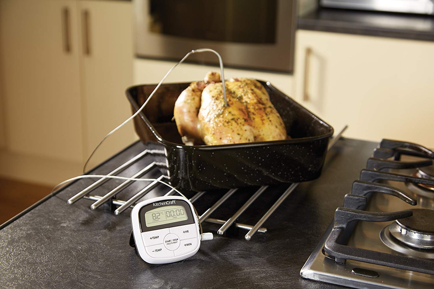 MasterClass Digital Meat Cooking Thermometer with 24-Hour Kitchen Timer, Black, Grey - Image 2