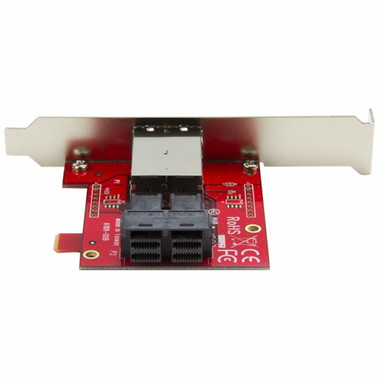 StarTech Mini-SAS Adapter - Dual SFF-8643 to SFF-8644 - with Full and Low-Profile Brackets - 12Gbps (SFF86448PLT2), Red - Image 3