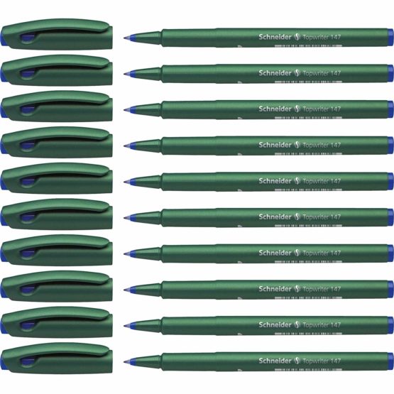 Schneider Topwriter 147 Mint Green Barrel Fibre Pen - Blue (Pack of 10)