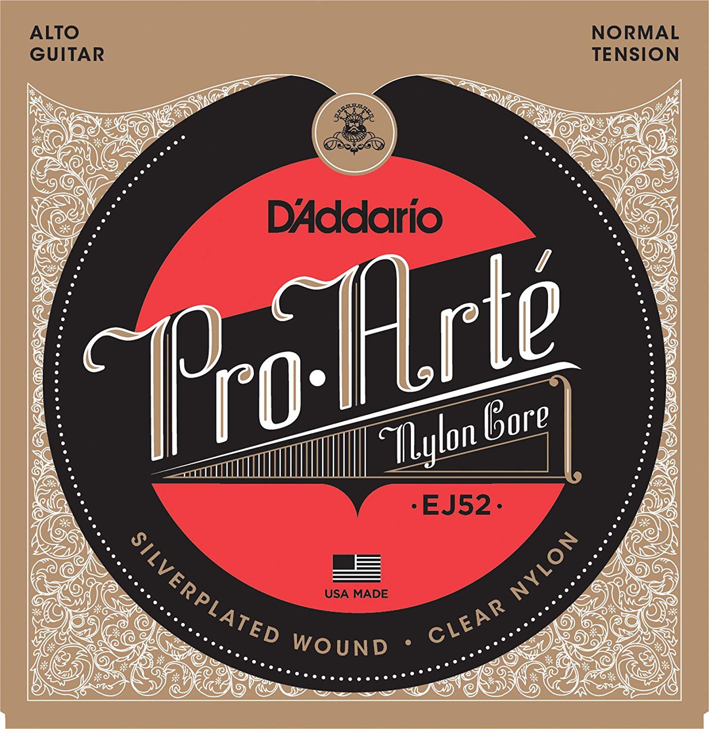 D'Addario Guitar Strings, Pro-Arte Classical Guitar Strings, EJ52, Nylon Guitar Strings, For Alto Guitars, Nylon Core