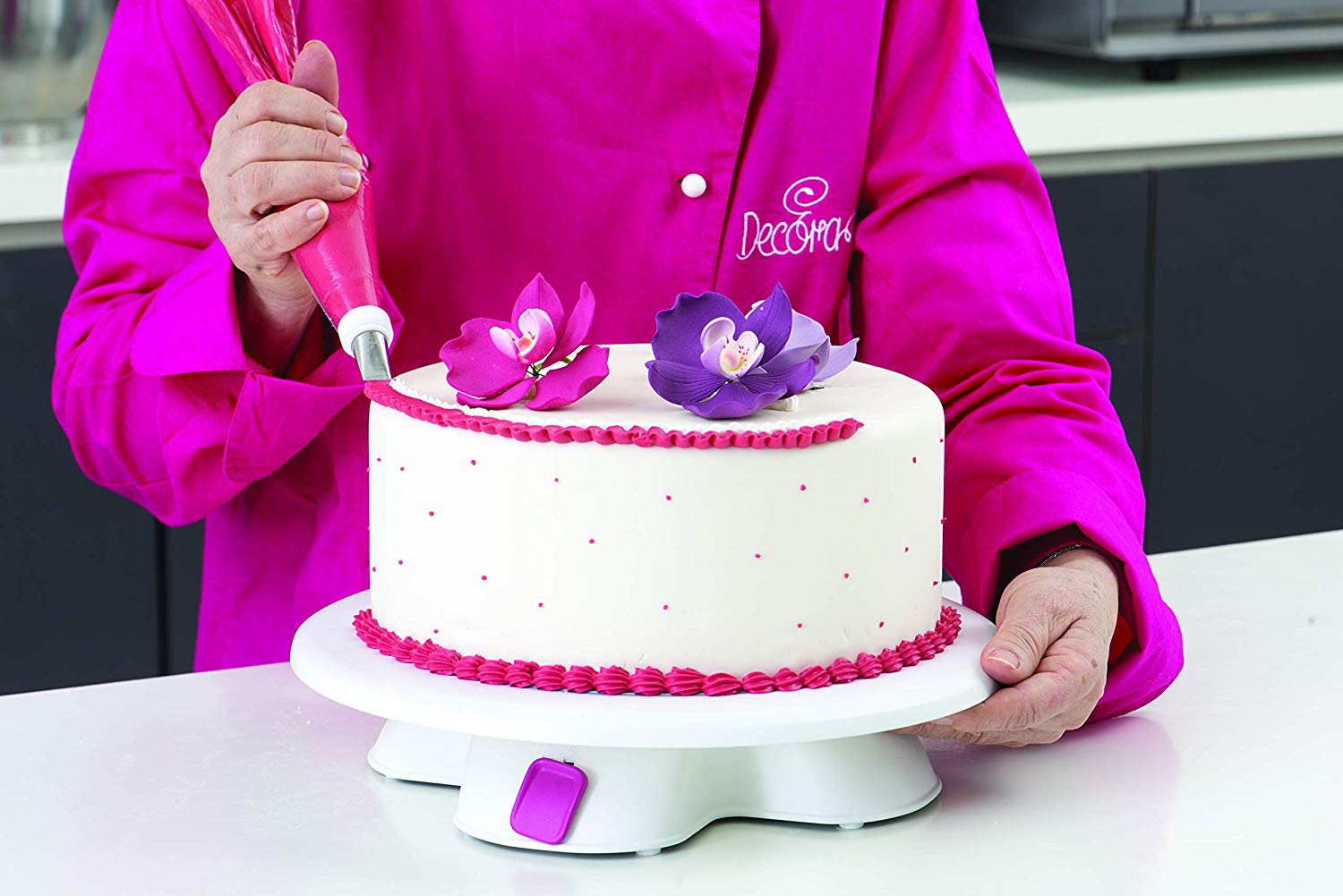 DECORA Revolving Turntable with Base and Arrest Button, Pink, 34 x 34 x 10 cm, 34 cm - Image 2