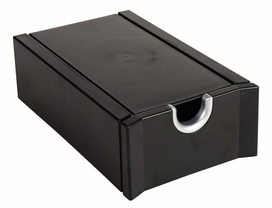 Exacompta Exactive ExaBusiness Business Card Box, 190 x 114 x 61 mm - Black/Metallic Silver