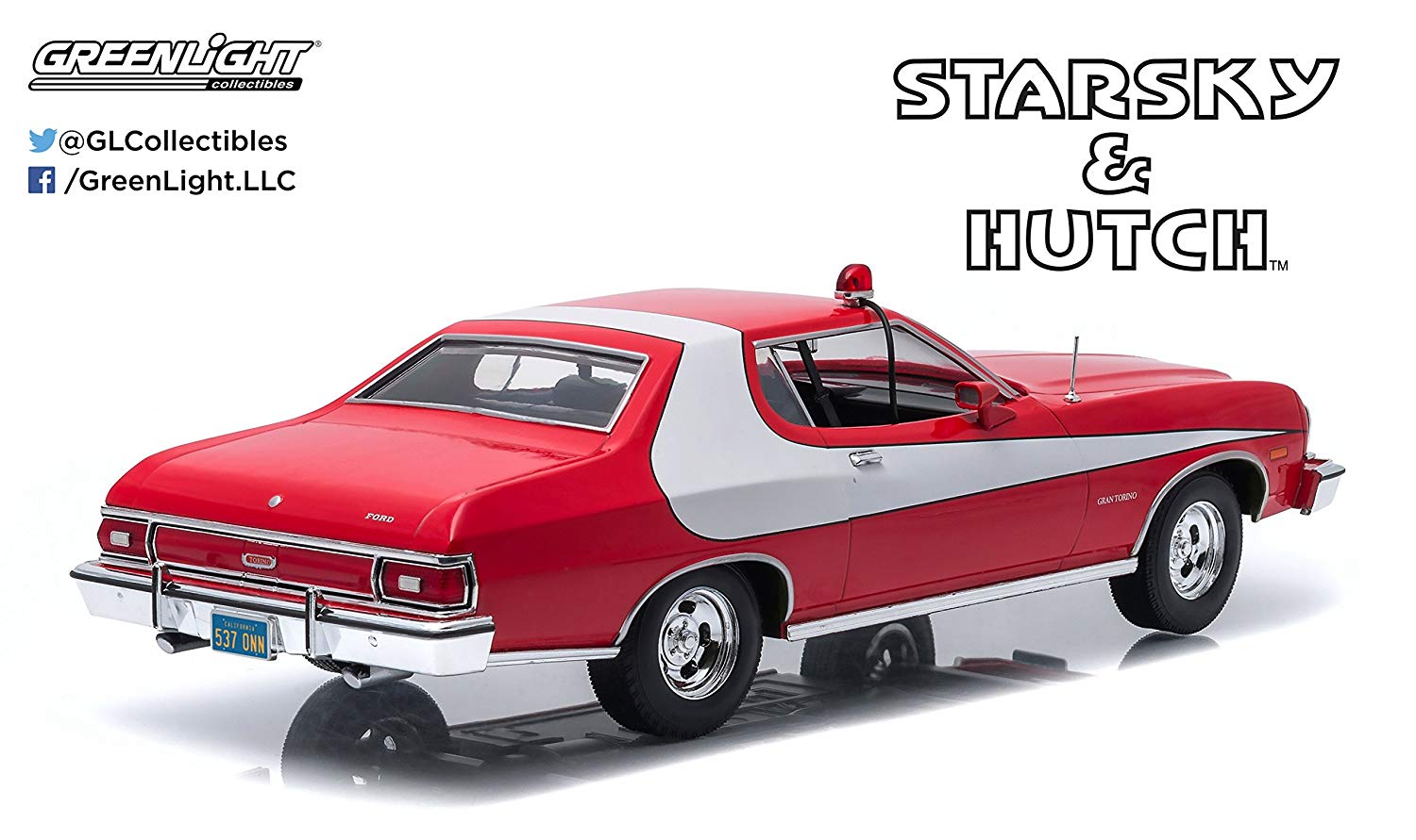 Greenlight Collectibles - 19017 Ford Gran Torino Starsky And Hutch 1976 - 1: 18 Scale - Red/White, Mulitcolor, Small - Image 2