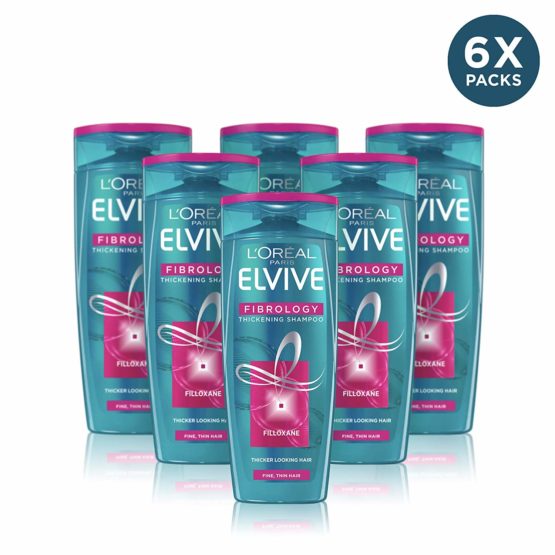 L'Oreal Elvive Fibrology Thickening Shampoo for Thin Hair 400ml Pack of 6