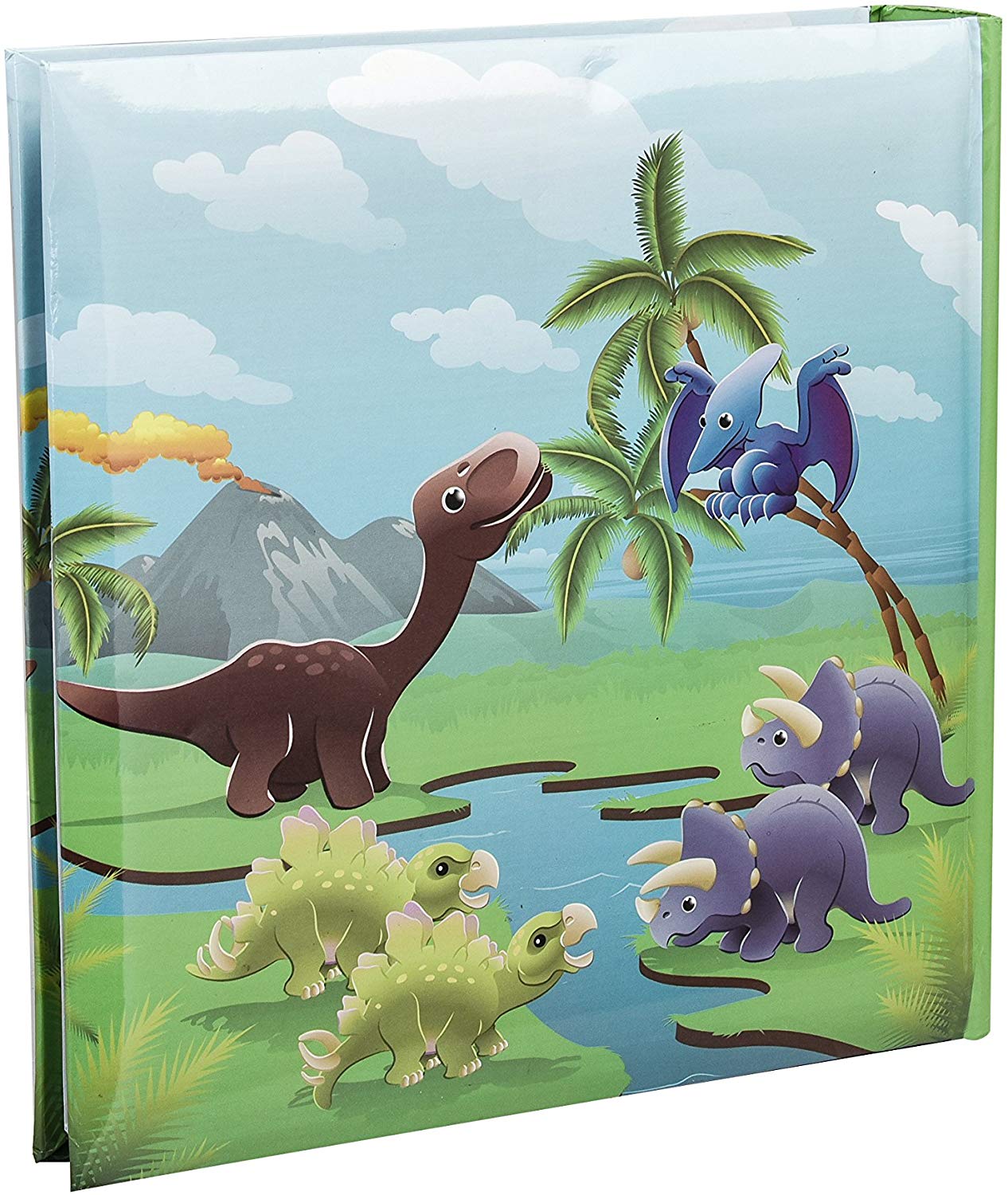 Arpan 4 x 6'' Kids Cute Dinosaurs in Prehistoric Scene Slip In Memo Childrens Photo Album For 200 Photos, Green - Image 3