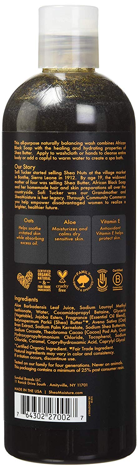 Shea Moisture African Black Soap Soothing Body Wash, 13 oz, 384 ml (Pack of 1) - Image 2
