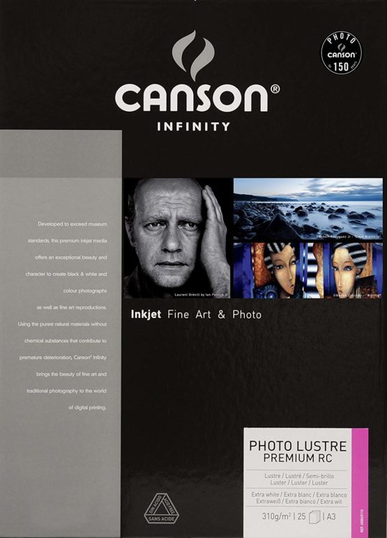 Canson Infinity Photo Lustre Premium RC 310gsm, Smooth White Inkjet Paper, A3, Box of 25 Sheets